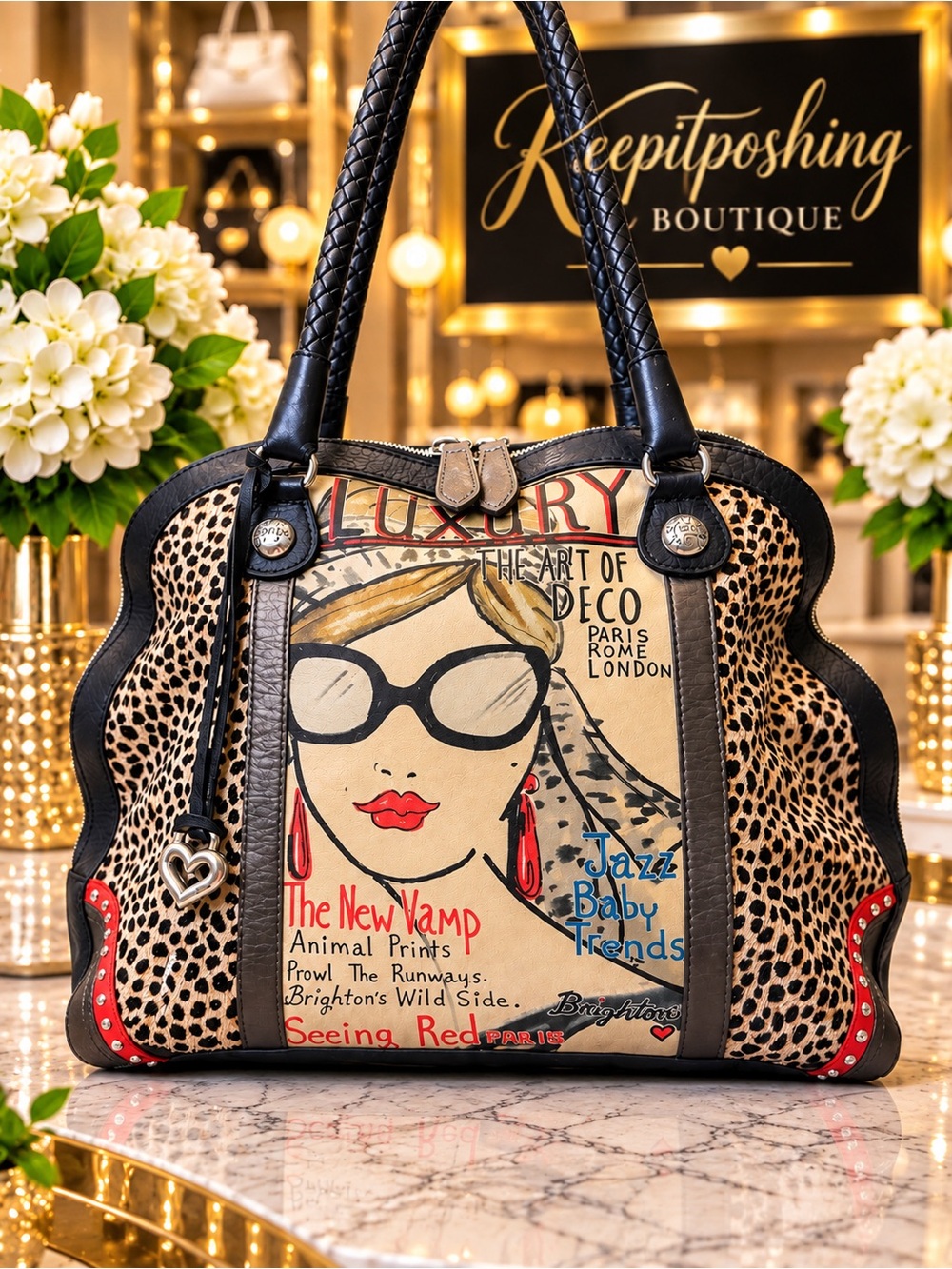 Brighton fashionista Collectable Leopard-Print Tote